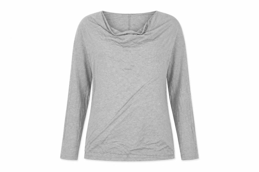 L.K.Bennett Women's Grey Long Sleeve Cowl Neck Jersey Blouse Size S