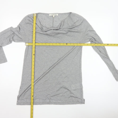 L.K.Bennett Women's Grey Long Sleeve Cowl Neck Jersey Blouse Size S