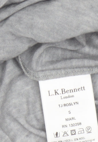 L.K.Bennett Women's Grey Long Sleeve Cowl Neck Jersey Blouse Size S