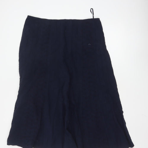 Marks and Spencer Per Una Womens Blue Cotton Midi A-Line Skirt Size 18