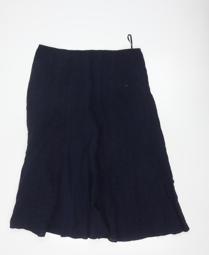 Marks and Spencer Per Una Womens Blue Cotton Midi A-Line Skirt Size 18