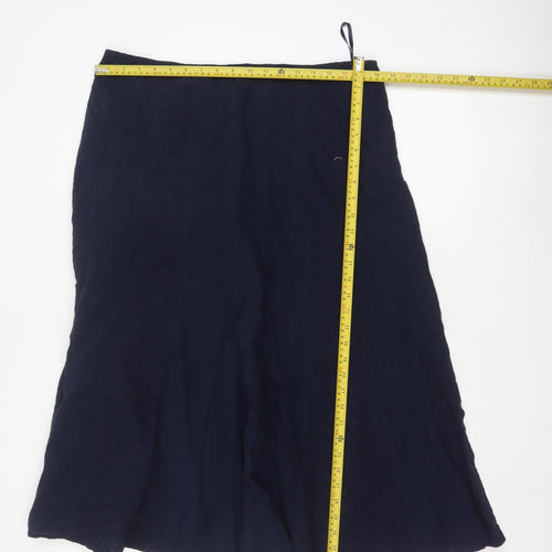 Marks and Spencer Per Una Womens Blue Cotton Midi A-Line Skirt Size 18