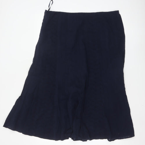Marks and Spencer Per Una Womens Blue Cotton Midi A-Line Skirt Size 18