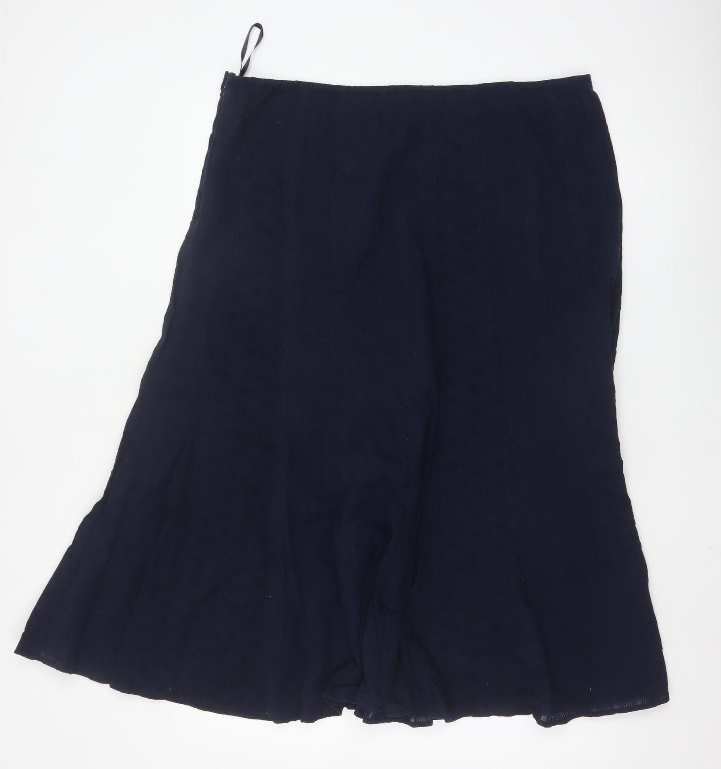 Marks and Spencer Per Una Womens Blue Cotton Midi A-Line Skirt Size 18