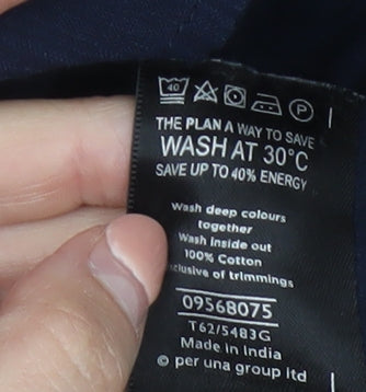 Marks and Spencer Per Una Womens Blue Cotton Midi A-Line Skirt Size 18