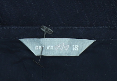 Marks and Spencer Per Una Womens Blue Cotton Midi A-Line Skirt Size 18