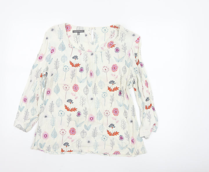 Laura Ashley Womens Multicoloured Floral Tunic Blouse Size 16
