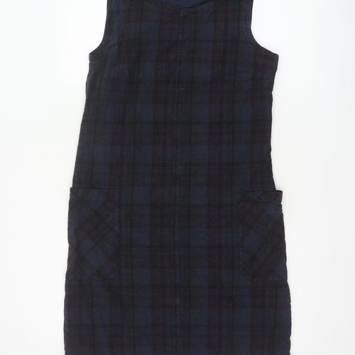 Seasalt Cornwall Women Blue Linen Cotton Check Pinafore Dress Size 10