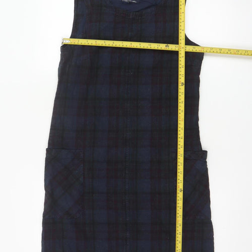 Seasalt Cornwall Women Blue Linen Cotton Check Pinafore Dress Size 10