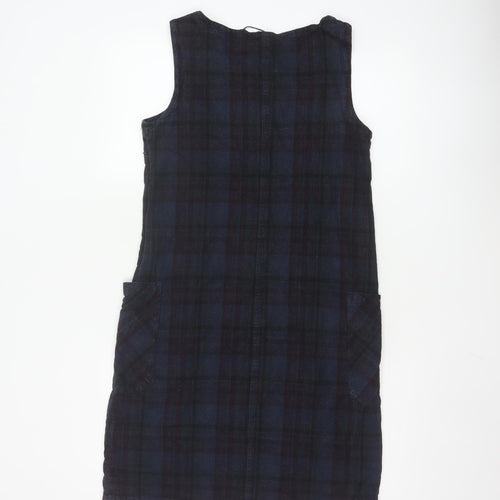 Seasalt Cornwall Women Blue Linen Cotton Check Pinafore Dress Size 10