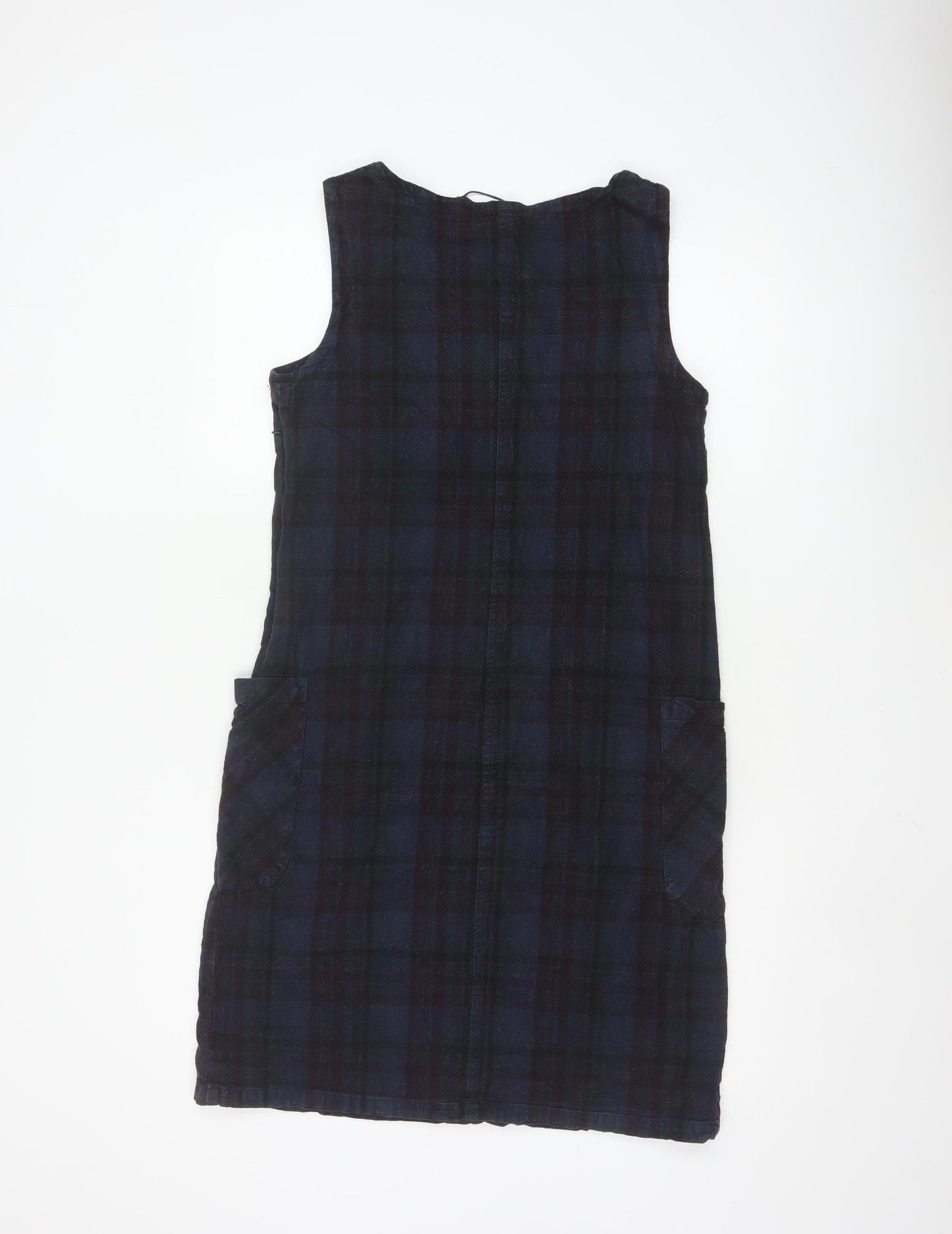 Seasalt Cornwall Women Blue Linen Cotton Check Pinafore Dress Size 10