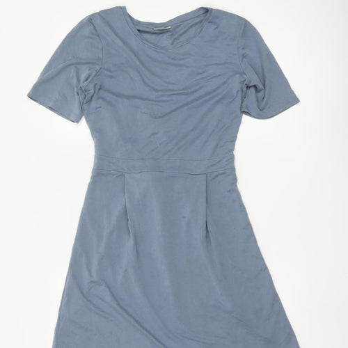 Oliver Bonas Womens Blue Fit & Flare Short Sleeve Dress Size 12