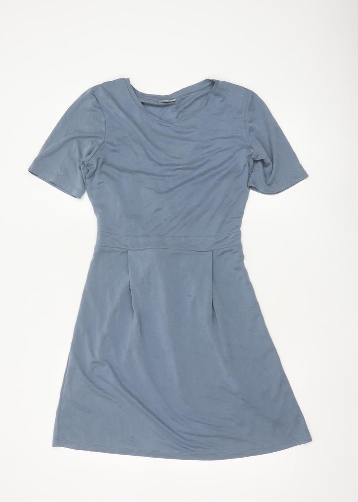 Oliver Bonas Womens Blue Fit & Flare Short Sleeve Dress Size 12