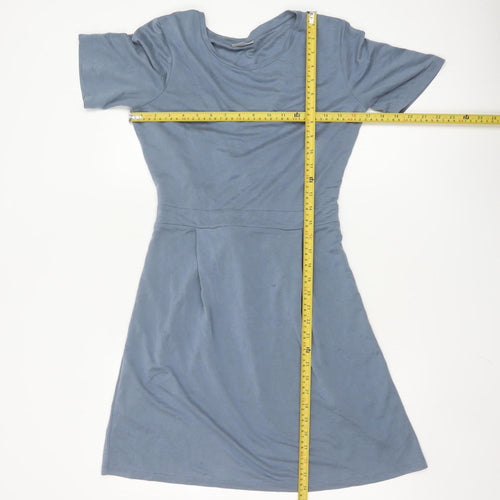 Oliver Bonas Womens Blue Fit & Flare Short Sleeve Dress Size 12