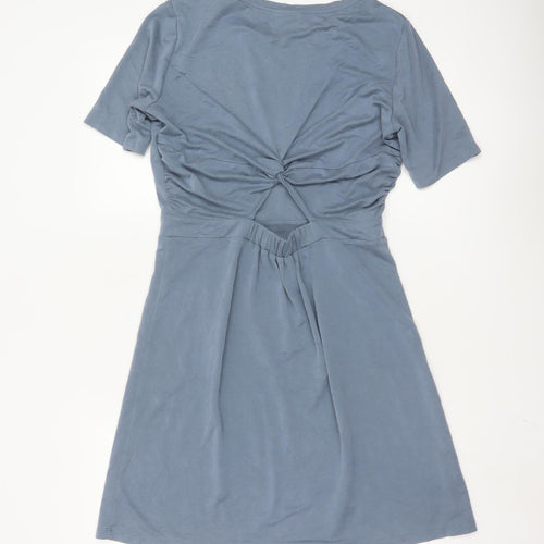 Oliver Bonas Womens Blue Fit & Flare Short Sleeve Dress Size 12