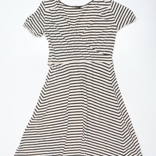 Great Plains Women’s Black Stripe Jersey A-Line Dress Size M