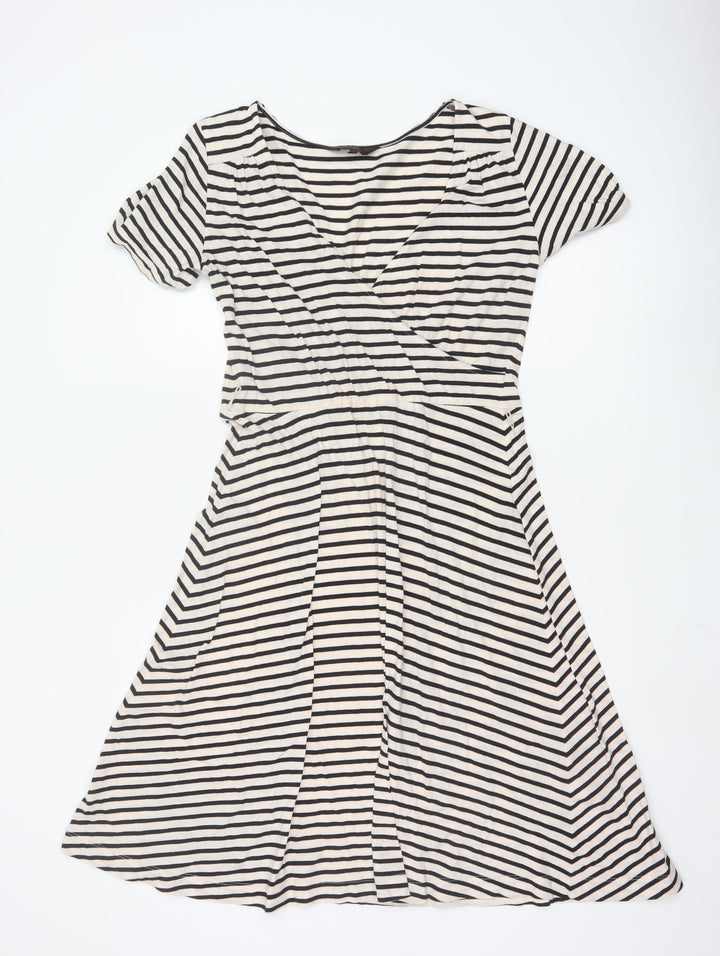 Great Plains Women’s Black Stripe Jersey A-Line Dress Size M