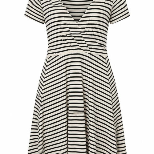 Great Plains Women’s Black Stripe Jersey A-Line Dress Size M