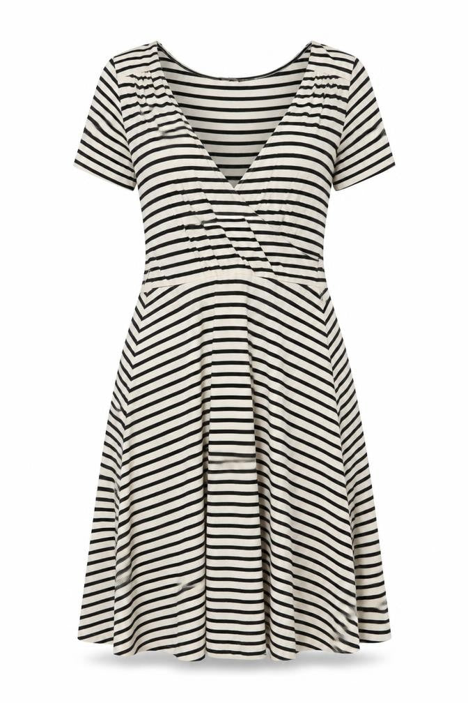 Great Plains Women’s Black Stripe Jersey A-Line Dress Size M