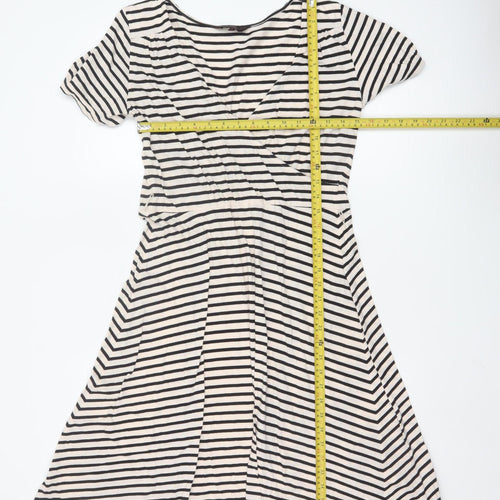 Great Plains Women’s Black Stripe Jersey A-Line Dress Size M
