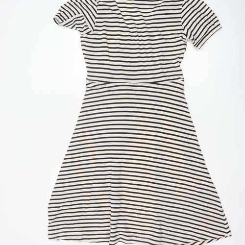 Great Plains Women’s Black Stripe Jersey A-Line Dress Size M