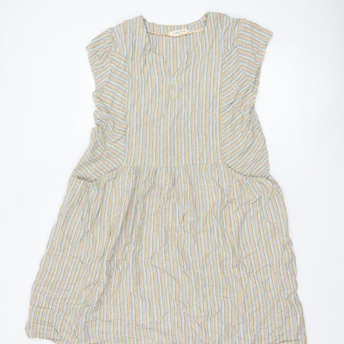 Country Rose Women Beige Multicoloured Striped Shift Dress Size 18