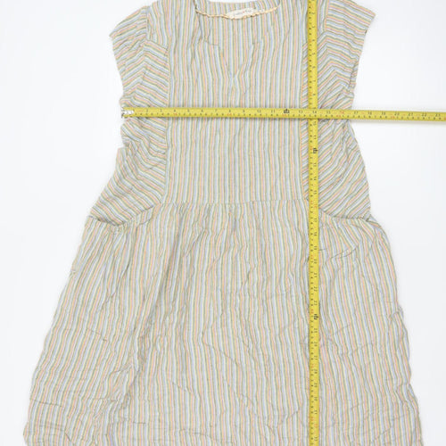 Country Rose Women Beige Multicoloured Striped Shift Dress Size 18