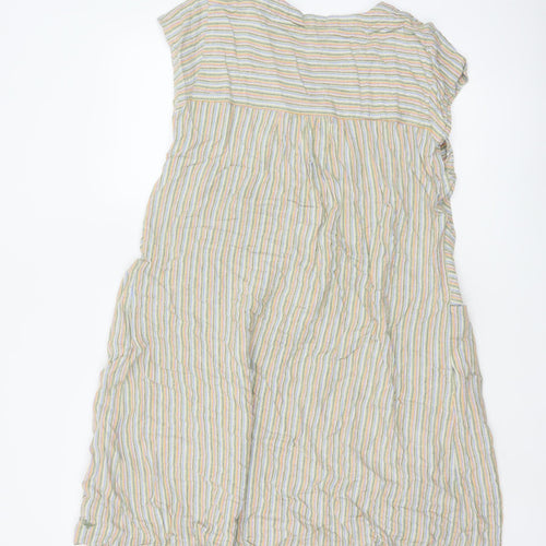 Country Rose Women Beige Multicoloured Striped Shift Dress Size 18