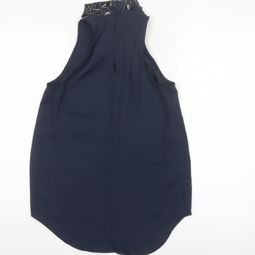 Next Women's Blue Embellished High Neck Sleeveless Party Blouse Size 8