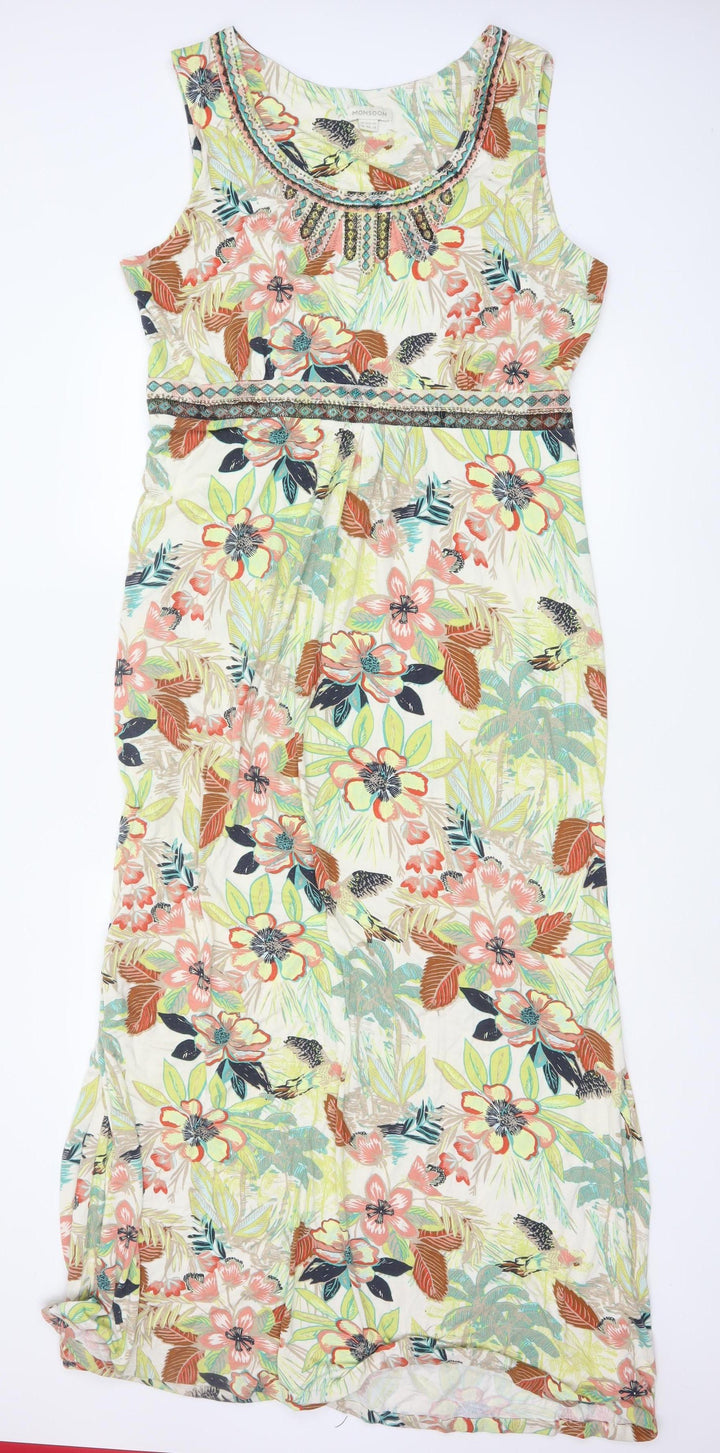 Monsoon Women’s Multicoloured Floral Maxi Dress Size 18 Sleeveless Summer Style