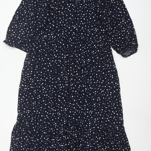 Crew Clothing Women Blue Polka Dot Midi Fit & Flare Dress Size 12