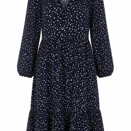 Crew Clothing Women Blue Polka Dot Midi Fit & Flare Dress Size 12