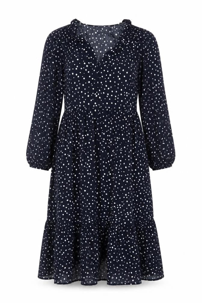 Crew Clothing Women Blue Polka Dot Midi Fit & Flare Dress Size 12