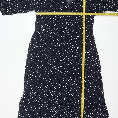 Crew Clothing Women Blue Polka Dot Midi Fit & Flare Dress Size 12