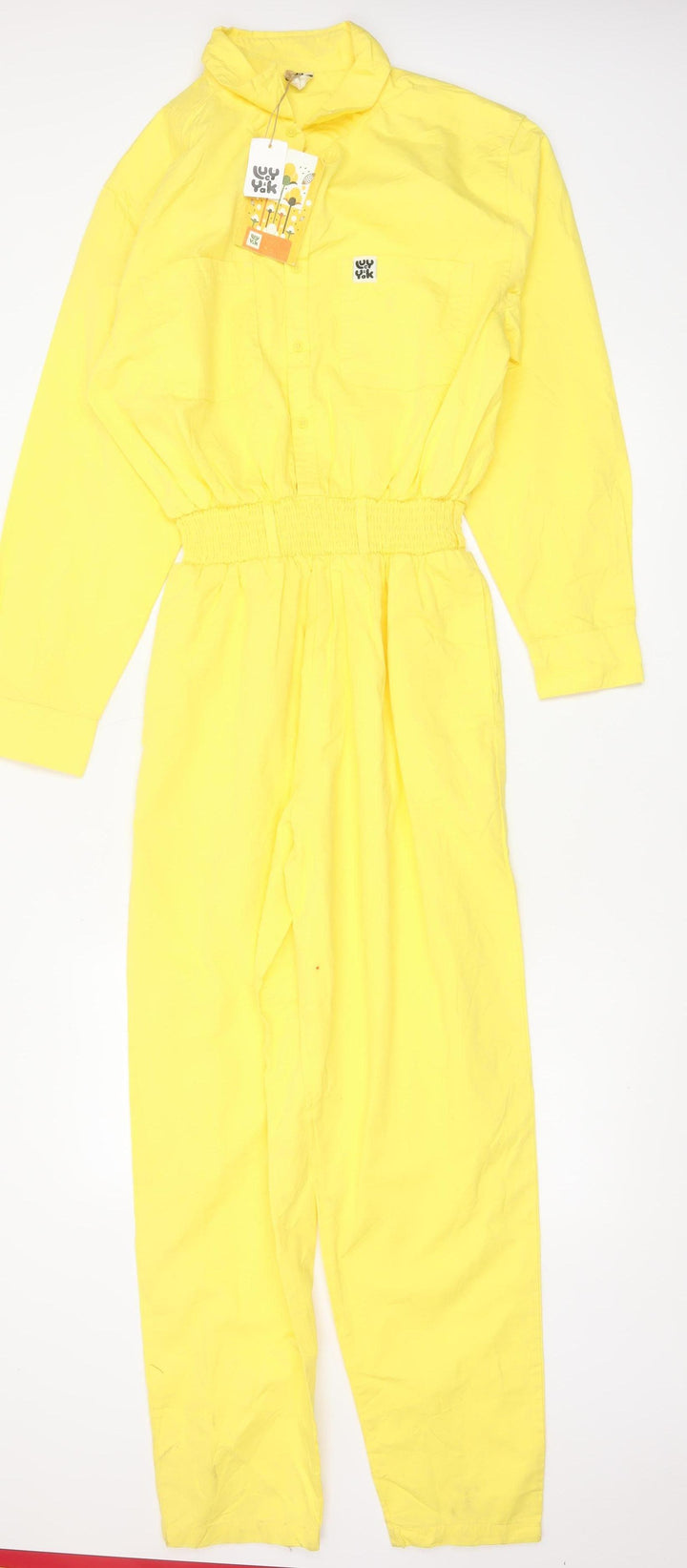 Lucy & Yak Women's Yellow Cotton Jumpsuit Size S Elastic Waist