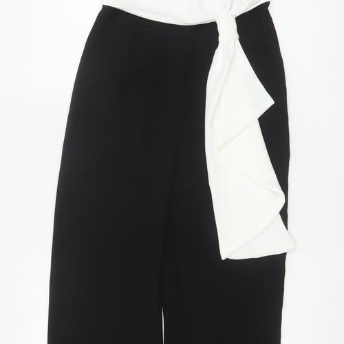 Wallis Women’s Black White Sleeveless Ruffle Jumpsuit Size 8