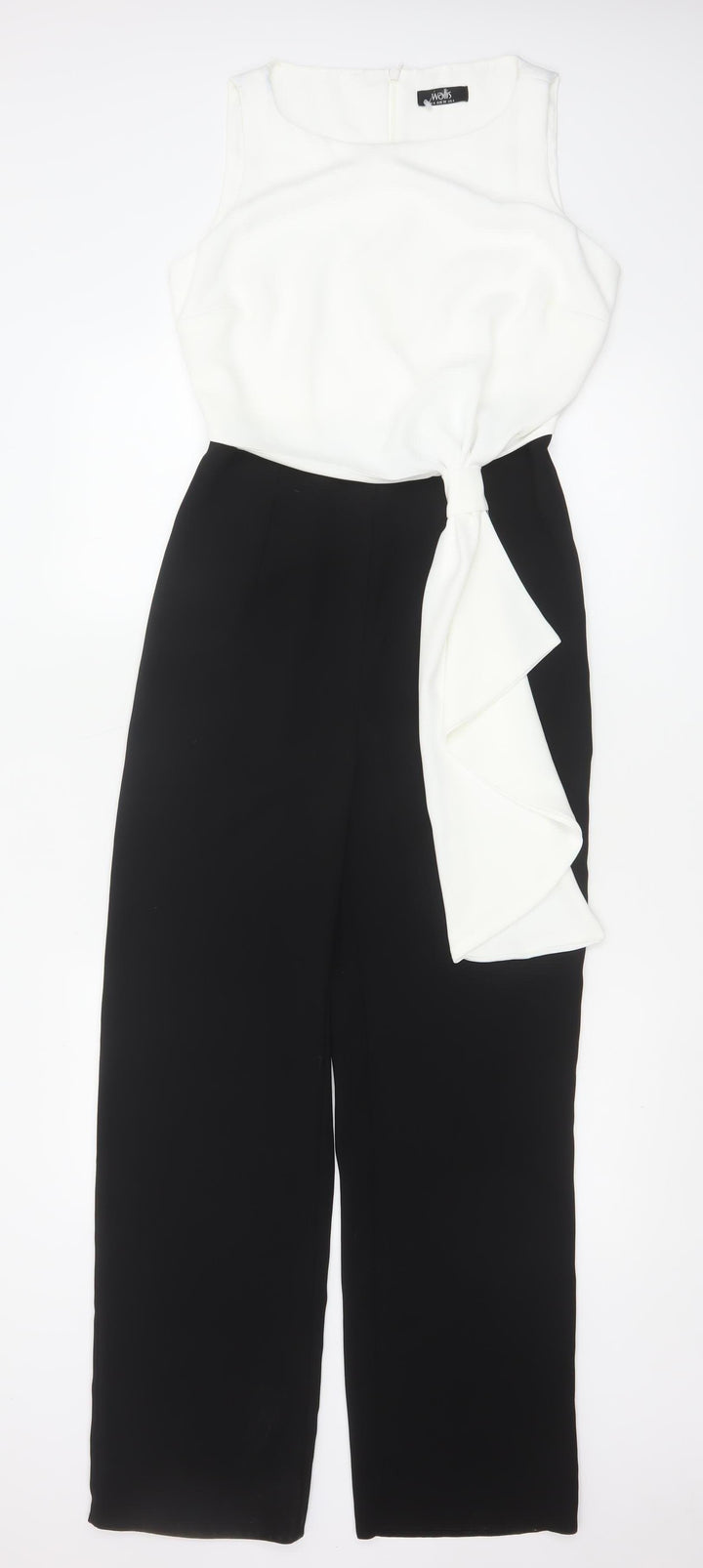 Wallis Women’s Black White Sleeveless Ruffle Jumpsuit Size 8