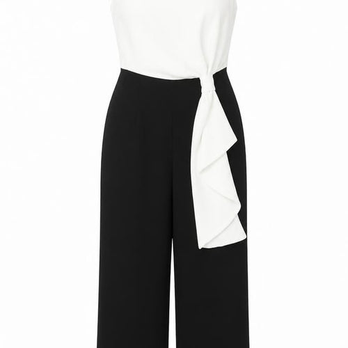Wallis Women’s Black White Sleeveless Ruffle Jumpsuit Size 8