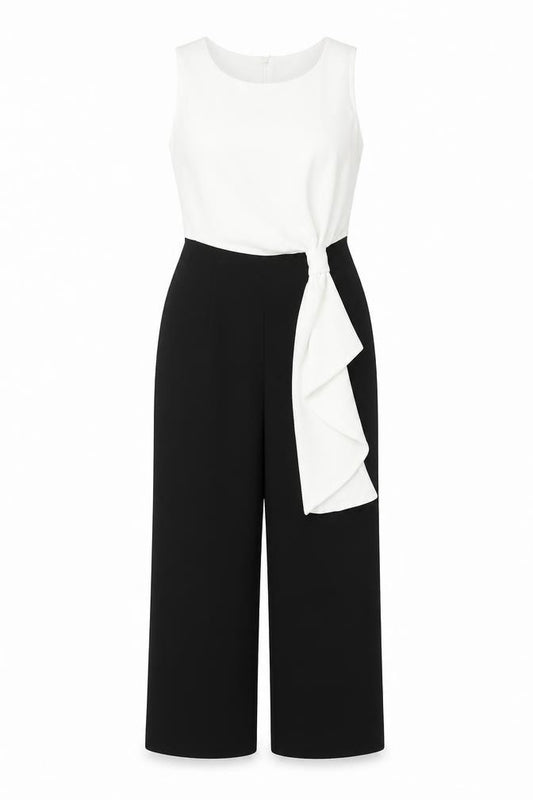 Wallis Women’s Black White Sleeveless Ruffle Jumpsuit Size 8