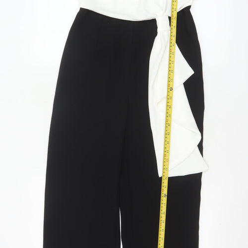 Wallis Women’s Black White Sleeveless Ruffle Jumpsuit Size 8