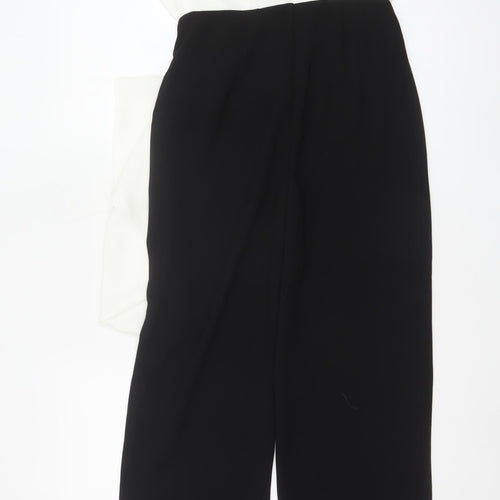 Wallis Women’s Black White Sleeveless Ruffle Jumpsuit Size 8