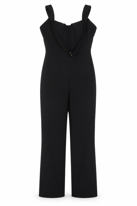 Club L London Women's Black Wide-Leg Jumpsuit UK 12 Polyester Blend