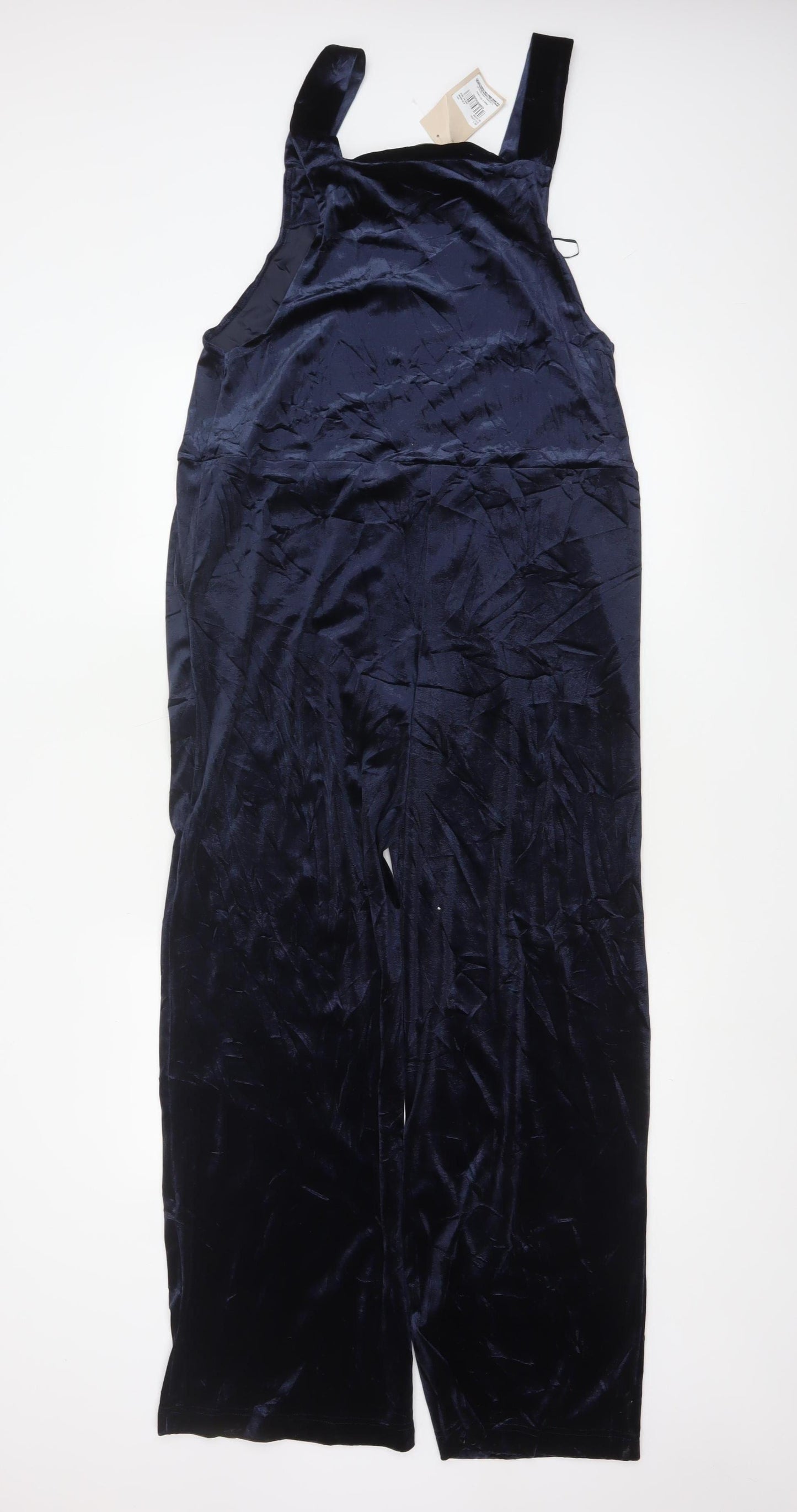 Tu Women Navy Velvet Jumpsuit Size 12 Sleeveless Wide-Leg Style