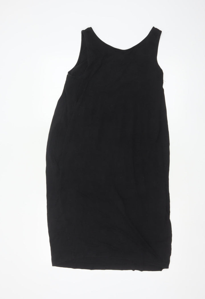 COS Women Black Sleeveless Shift Dress Size 12 Stretch Cotton