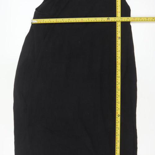 COS Women Black Sleeveless Shift Dress Size 12 Stretch Cotton