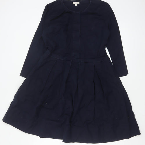 GAP Women Blue Fit & Flare Cotton Blend Long Sleeve Dress Size 10