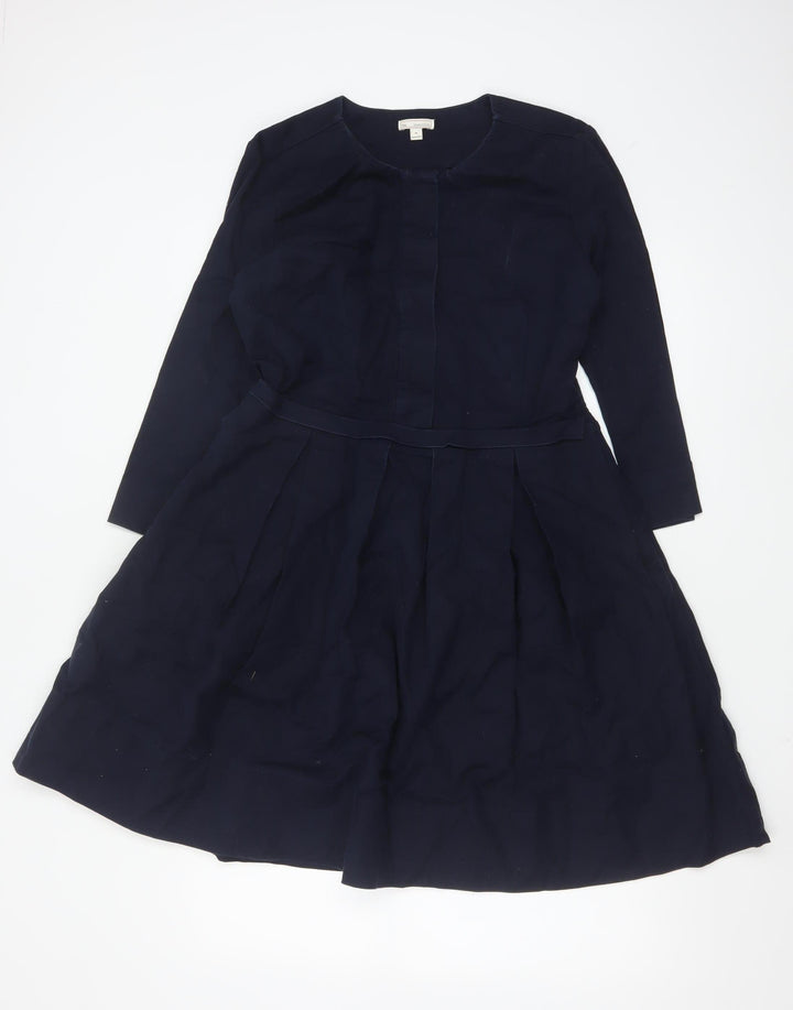 GAP Women Blue Fit & Flare Cotton Blend Long Sleeve Dress Size 10