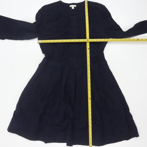 GAP Women Blue Fit & Flare Cotton Blend Long Sleeve Dress Size 10