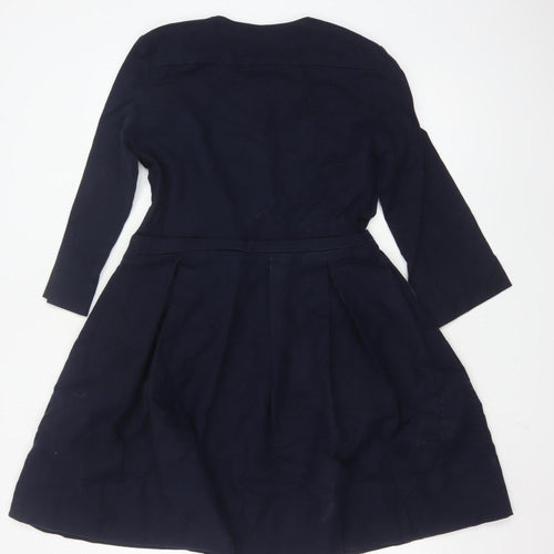 GAP Women Blue Fit & Flare Cotton Blend Long Sleeve Dress Size 10