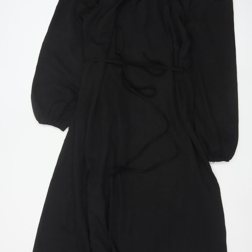 PrettyLittleThing Women’s Black Plus Size 18 Wrap Ruffle Long Sleeve Dress
